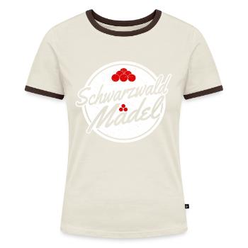 Schwarzwald Mädchen Mädel Frau Geschenkidee - Frauen Kontrast-T-Shirt - Off-White/Dunkelbraun - Vorne - AI Model Female 172 dark (172cm)