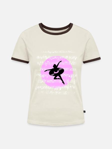 Harmonie in Bewegung - Frauen Kontrast-T-Shirt - Off-White/Dunkelbraun