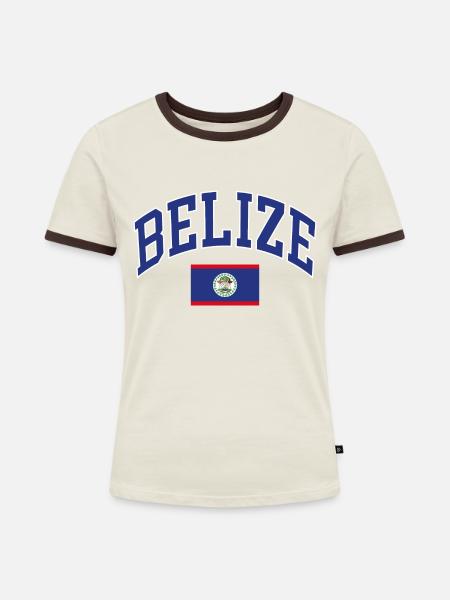 Belize - Frauen Kontrast-T-Shirt - Off-White/Dunkelbraun