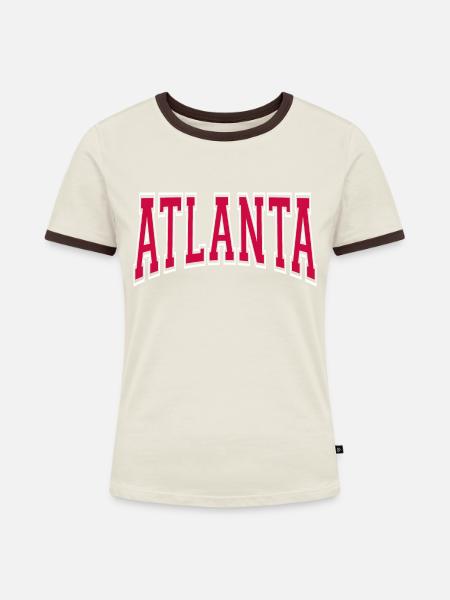 Atlanta - Frauen Kontrast-T-Shirt - Off-White/Dunkelbraun