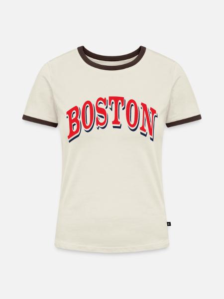 Boston - Frauen Kontrast-T-Shirt - Off-White/Dunkelbraun