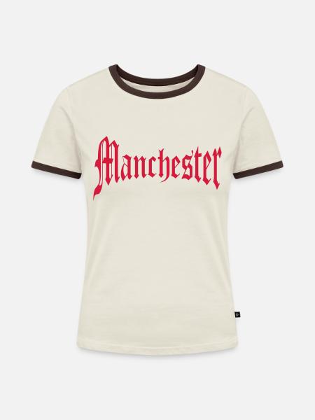 Manchester - Frauen Kontrast-T-Shirt - Off-White/Dunkelbraun