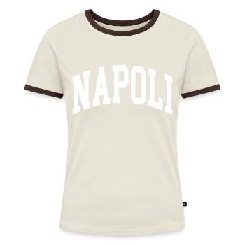 Neapel - Frauen Kontrast-T-Shirt - Off-White/Dunkelbraun - Vorne - AI Model Female 172 dark (172cm)
