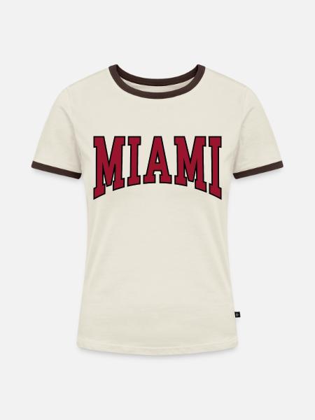 Miami - Frauen Kontrast-T-Shirt - Off-White/Dunkelbraun