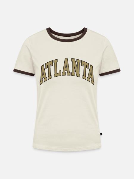 Atlanta - Frauen Kontrast-T-Shirt - Off-White/Dunkelbraun