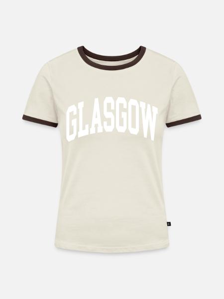 Glasgow - Frauen Kontrast-T-Shirt - Off-White/Dunkelbraun