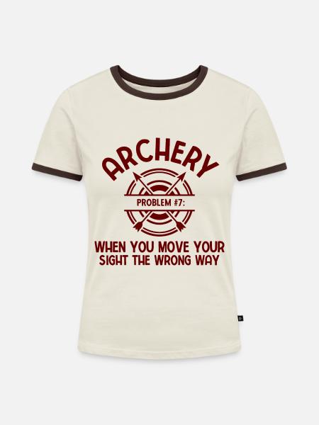 Bogenschießen Archery - Frauen Kontrast-T-Shirt - Off-White/Dunkelbraun