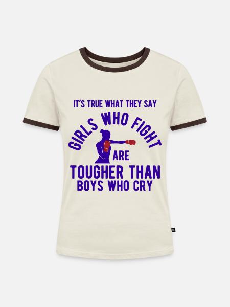 Boxsport Boxing - Frauen Kontrast-T-Shirt - Off-White/Dunkelbraun