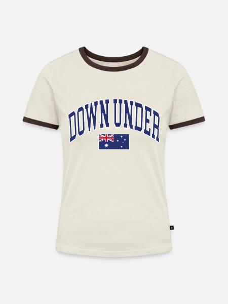 Down Under - Frauen Kontrast-T-Shirt - Off-White/Dunkelbraun