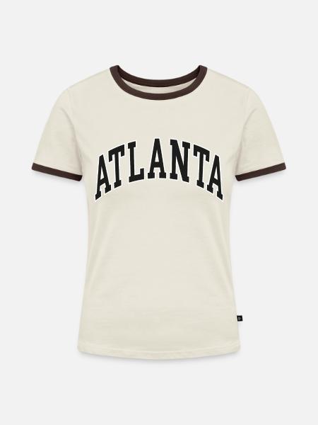Atlanta - Frauen Kontrast-T-Shirt - Off-White/Dunkelbraun