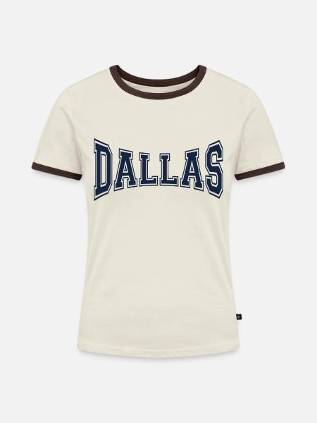 Dallas - Frauen Kontrast-T-Shirt - Off-White/Dunkelbraun