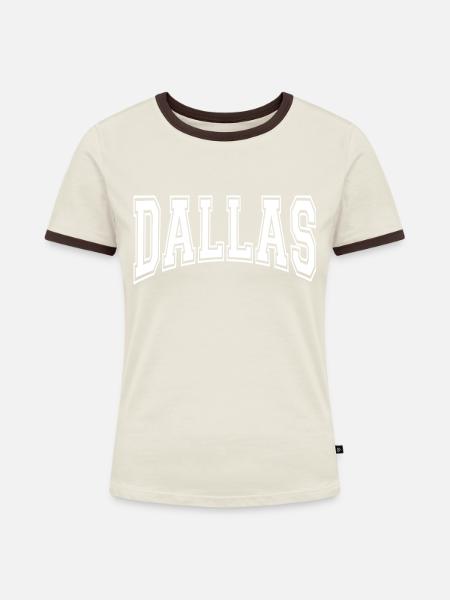 Dallas - Frauen Kontrast-T-Shirt - Off-White/Dunkelbraun