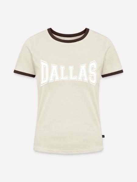 Dallas - Frauen Kontrast-T-Shirt - Off-White/Dunkelbraun