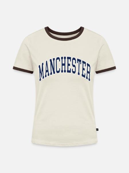 Manchester - Frauen Kontrast-T-Shirt - Off-White/Dunkelbraun