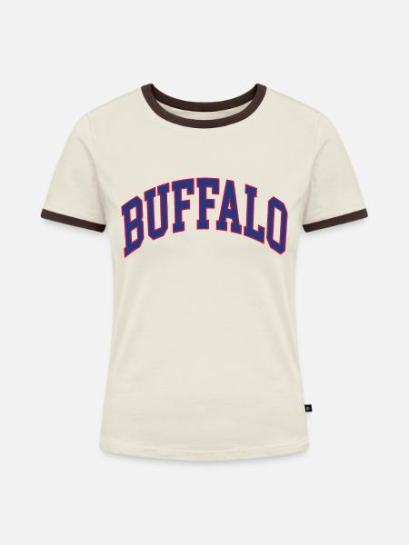 Buffalo - Frauen Kontrast-T-Shirt - Off-White/Dunkelbraun