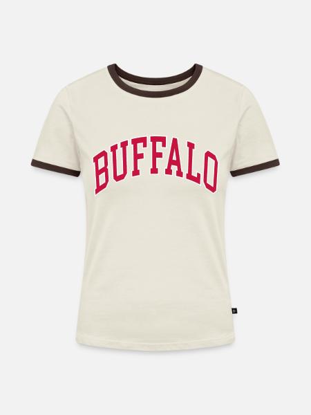 Buffalo - Frauen Kontrast-T-Shirt - Off-White/Dunkelbraun