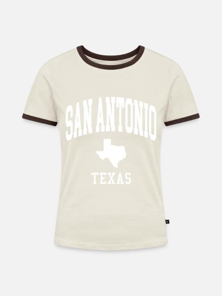 San Antonio - Frauen Kontrast-T-Shirt - Off-White/Dunkelbraun