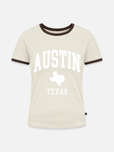Austin - Frauen Kontrast-T-Shirt - Off-White/Dunkelbraun