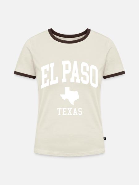 El Paso - Frauen Kontrast-T-Shirt - Off-White/Dunkelbraun