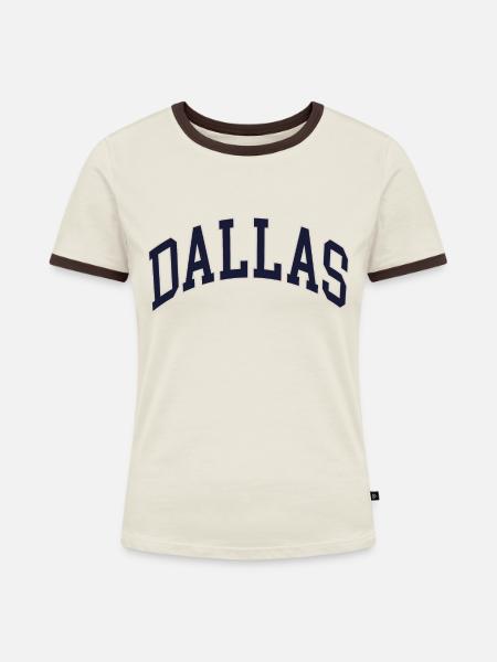 Dallas - Frauen Kontrast-T-Shirt - Off-White/Dunkelbraun