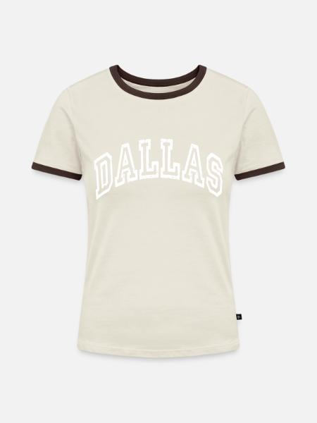 Dallas - Frauen Kontrast-T-Shirt - Off-White/Dunkelbraun