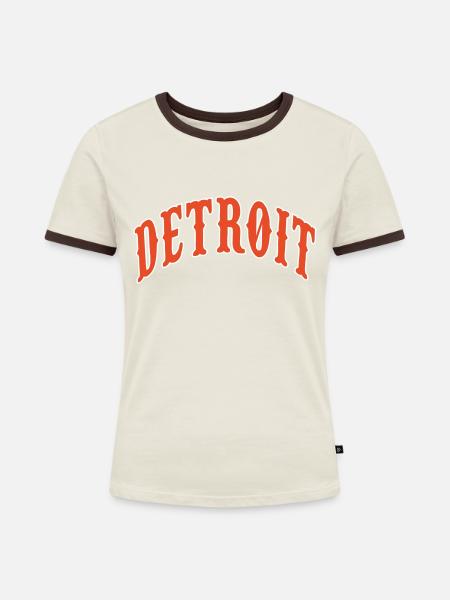 Detroit - Frauen Kontrast-T-Shirt - Off-White/Dunkelbraun