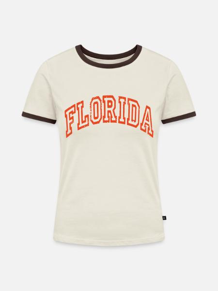 Florida - Frauen Kontrast-T-Shirt - Off-White/Dunkelbraun