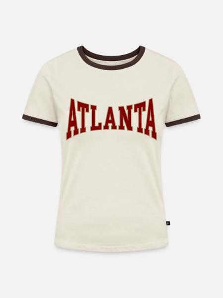 Atlanta - Frauen Kontrast-T-Shirt - Off-White/Dunkelbraun