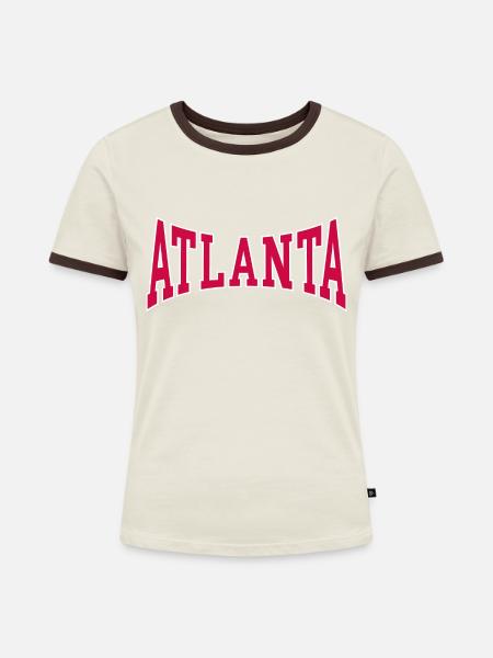 Atlanta - Frauen Kontrast-T-Shirt - Off-White/Dunkelbraun