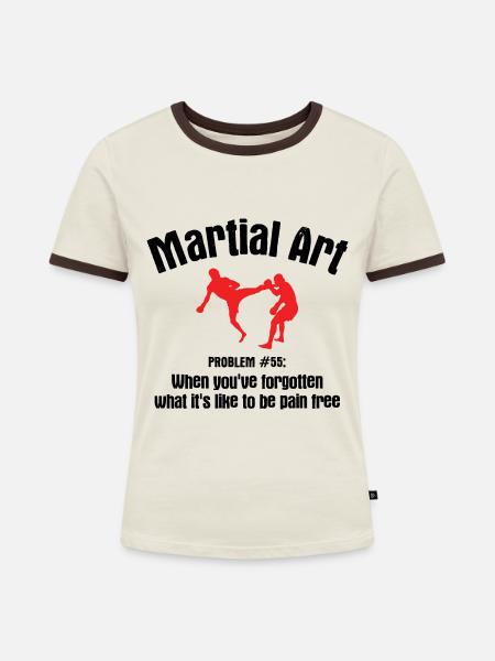 Mixed Martial Arts MMA - Frauen Kontrast-T-Shirt - Off-White/Dunkelbraun