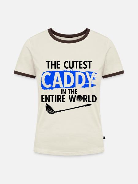 Golfplatz zum Golfen Golf - Frauen Kontrast-T-Shirt - Off-White/Dunkelbraun