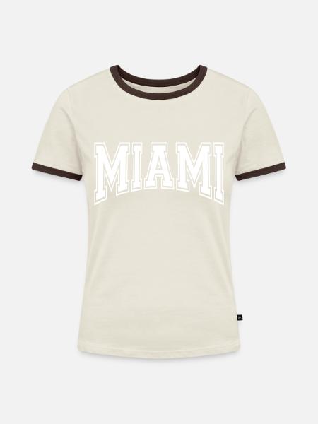 Miami - Frauen Kontrast-T-Shirt - Off-White/Dunkelbraun
