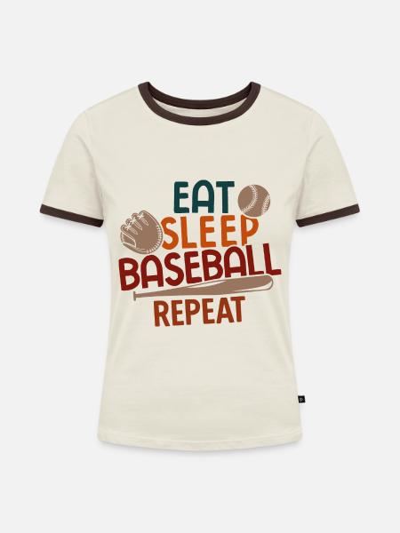 Baseball - Frauen Kontrast-T-Shirt - Off-White/Dunkelbraun