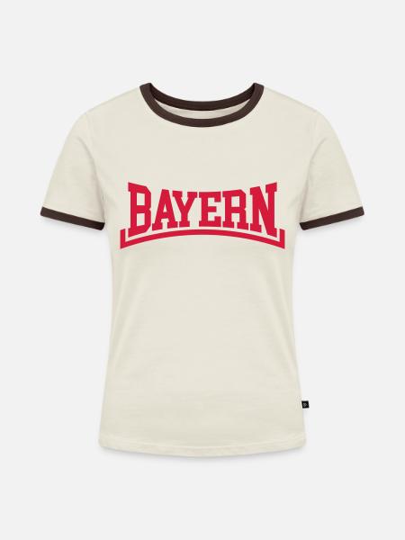 Bayern - Frauen Kontrast-T-Shirt - Off-White/Dunkelbraun