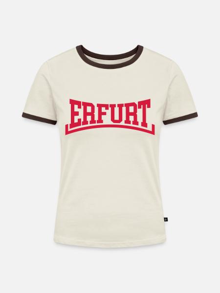 Erfurt - Frauen Kontrast-T-Shirt - Off-White/Dunkelbraun