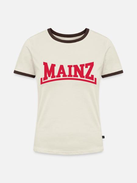 Mainz - Frauen Kontrast-T-Shirt - Off-White/Dunkelbraun