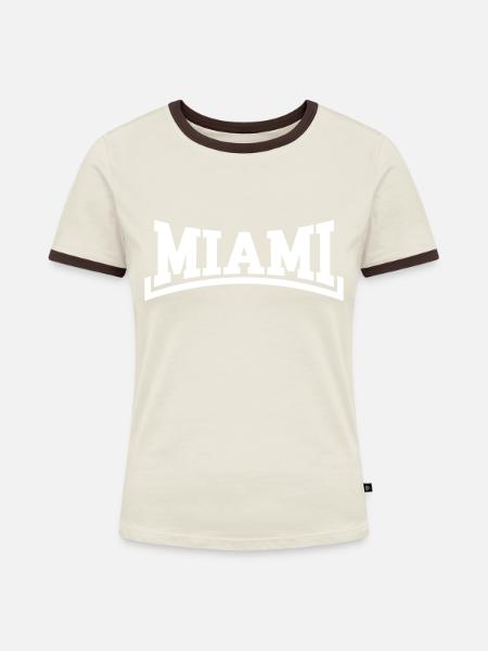 Miami - Frauen Kontrast-T-Shirt - Off-White/Dunkelbraun