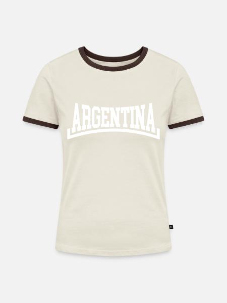 Argentinien - Frauen Kontrast-T-Shirt - Off-White/Dunkelbraun