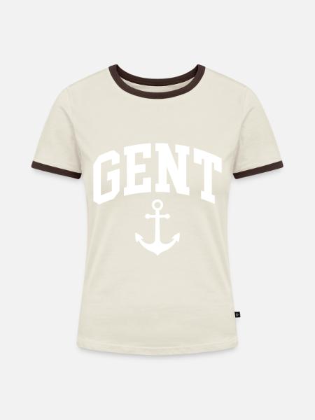 Gent - Frauen Kontrast-T-Shirt - Off-White/Dunkelbraun