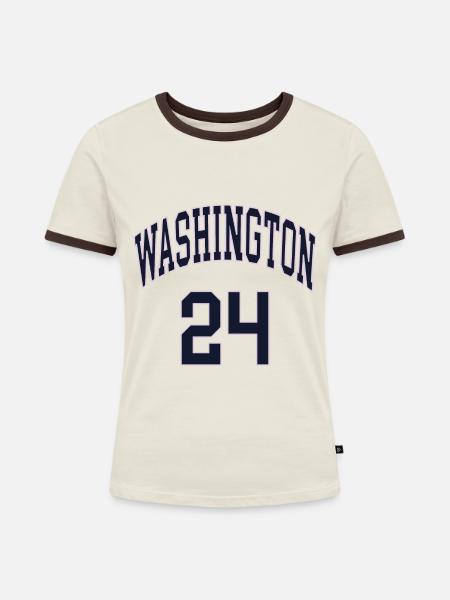 Washington 24 - Frauen Kontrast-T-Shirt - Off-White/Dunkelbraun