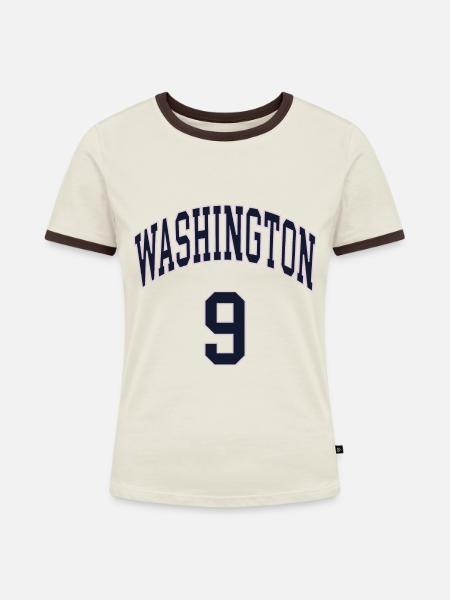 Washington 9 - Frauen Kontrast-T-Shirt - Off-White/Dunkelbraun