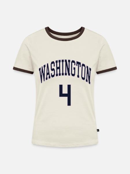 Washington 4 - Frauen Kontrast-T-Shirt - Off-White/Dunkelbraun