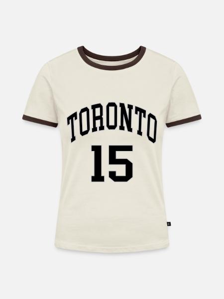 Toronto 15 - Frauen Kontrast-T-Shirt - Off-White/Dunkelbraun