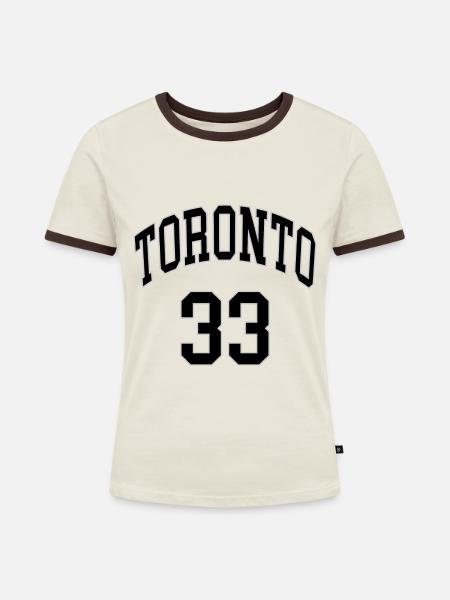 Toronto 33 - Frauen Kontrast-T-Shirt - Off-White/Dunkelbraun