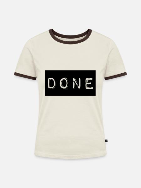 Done - Frauen Kontrast-T-Shirt - Off-White/Dunkelbraun