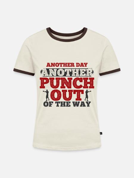 Boxsport Boxing - Frauen Kontrast-T-Shirt - Off-White/Dunkelbraun