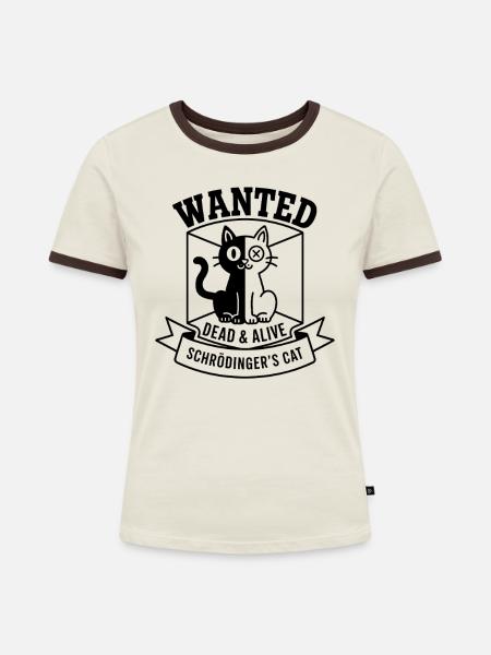 Schroedinger´s Katze - Frauen Kontrast-T-Shirt - Off-White/Dunkelbraun
