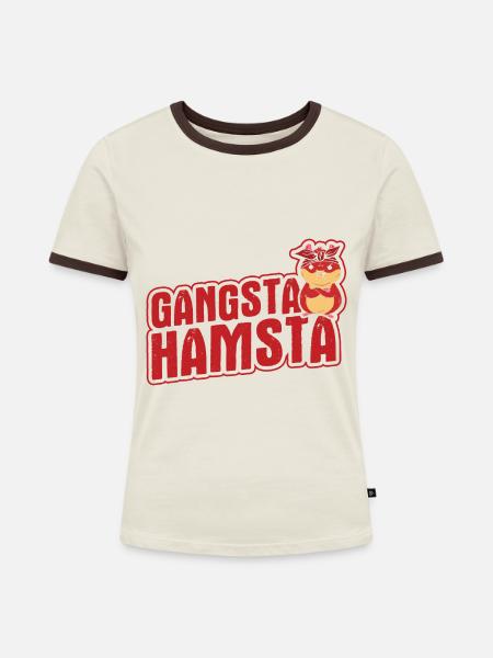 Nagetier Hamster - Frauen Kontrast-T-Shirt - Off-White/Dunkelbraun