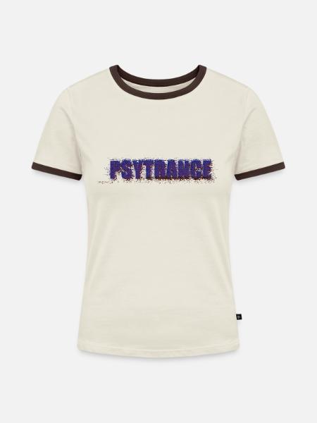 PSYTRANCE - Frauen Kontrast-T-Shirt - Off-White/Dunkelbraun