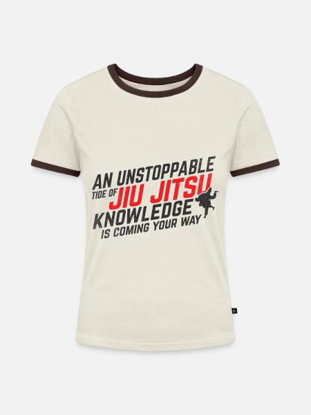BJJ Jiu Jitsu - Frauen Kontrast-T-Shirt - Off-White/Dunkelbraun